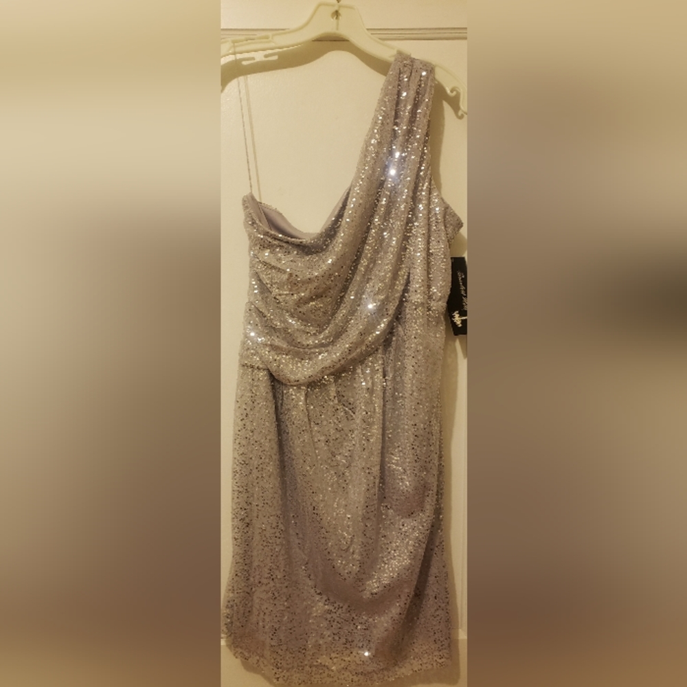 Silver sequin 1 shoulder mini dress size 12